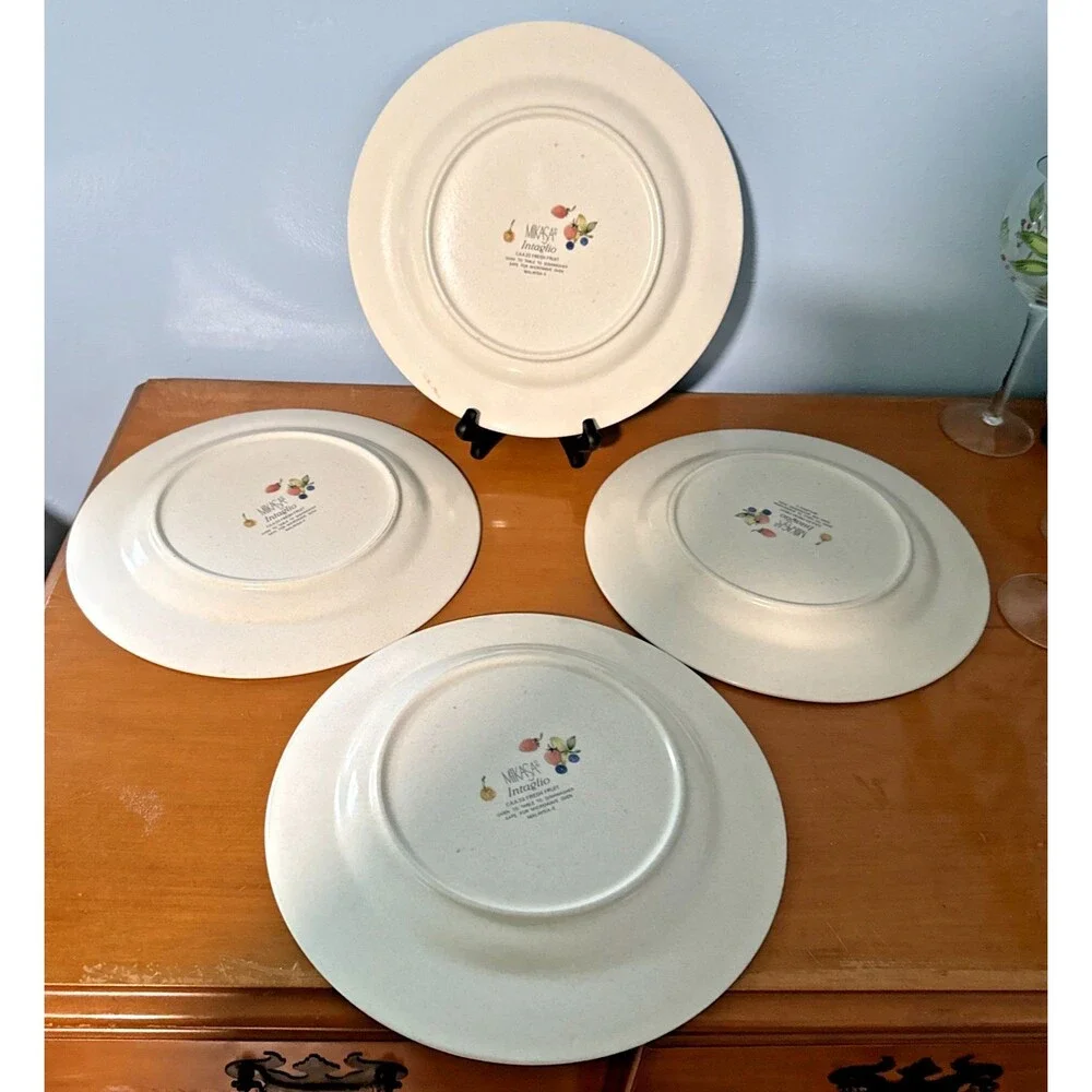 Mikasa Intaglio Fresh Fruit CAC33 Dinner Plates 11”-Set Of 4-Vintage-EUC